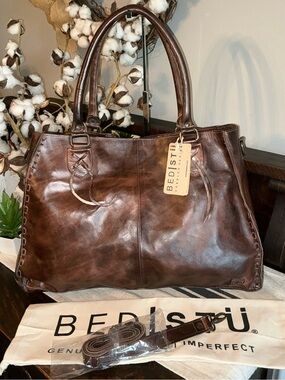 NWT Bed Stu Leather Rockaway Shoulder Bag Crossbody Tote Teak Rustic MSRP $345